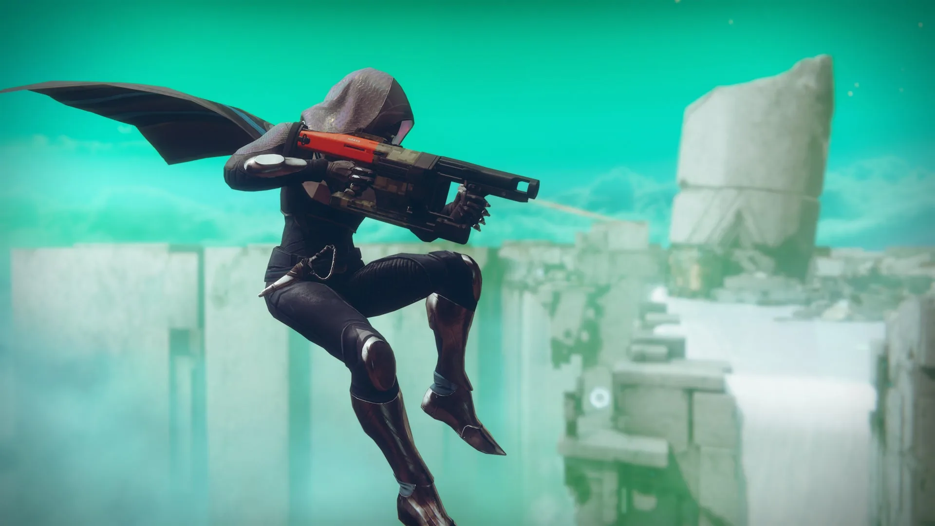Destiny 2 Hunter moving through a firefight