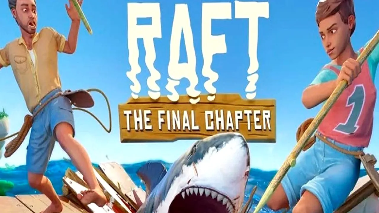 Raft multi-story base with a shark circling